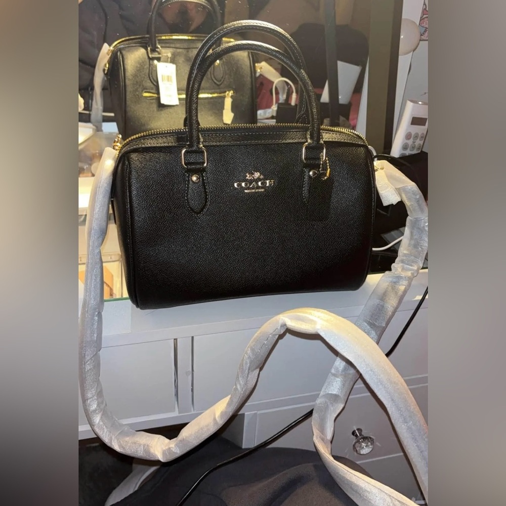 Coach Rowan CH282 Crossgrain Leather Black Satchel Crossbody Handbag Bag NWT